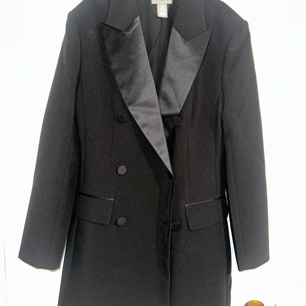 H&M Charcoal Blazer with Satin Detail